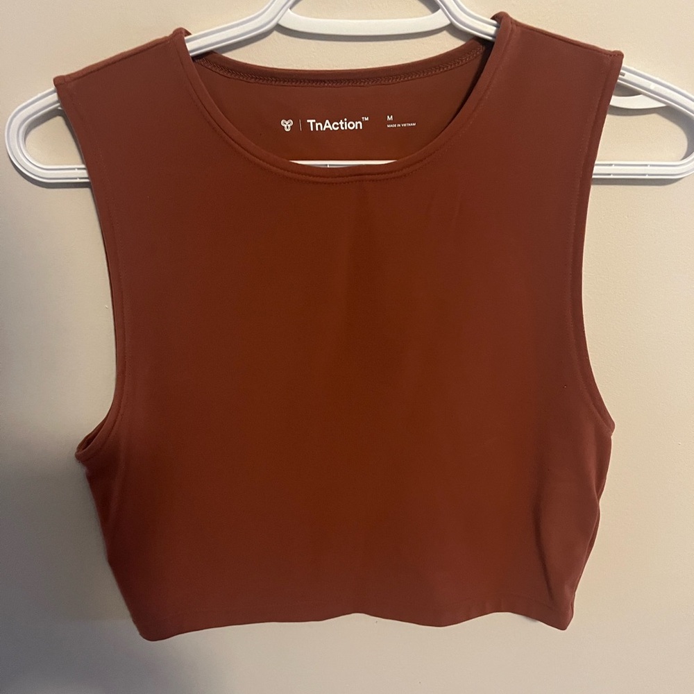 Aritzia TnAction Rust Crop Top